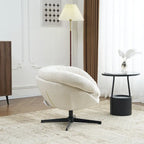 Chenille Upholstered 360 Swivel Club Chair/Accent Chair with Removable Cushion, Round Office Chair with Black Metal Base