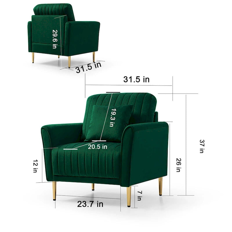 Velvet Accent Chair Living Room Chair Set of 2