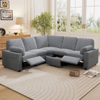 89 Power Recliner Sectional Sofa Home Theater Reclining Sofa with Two USB Ports, Two Storage Drawers for Living Room, Beige