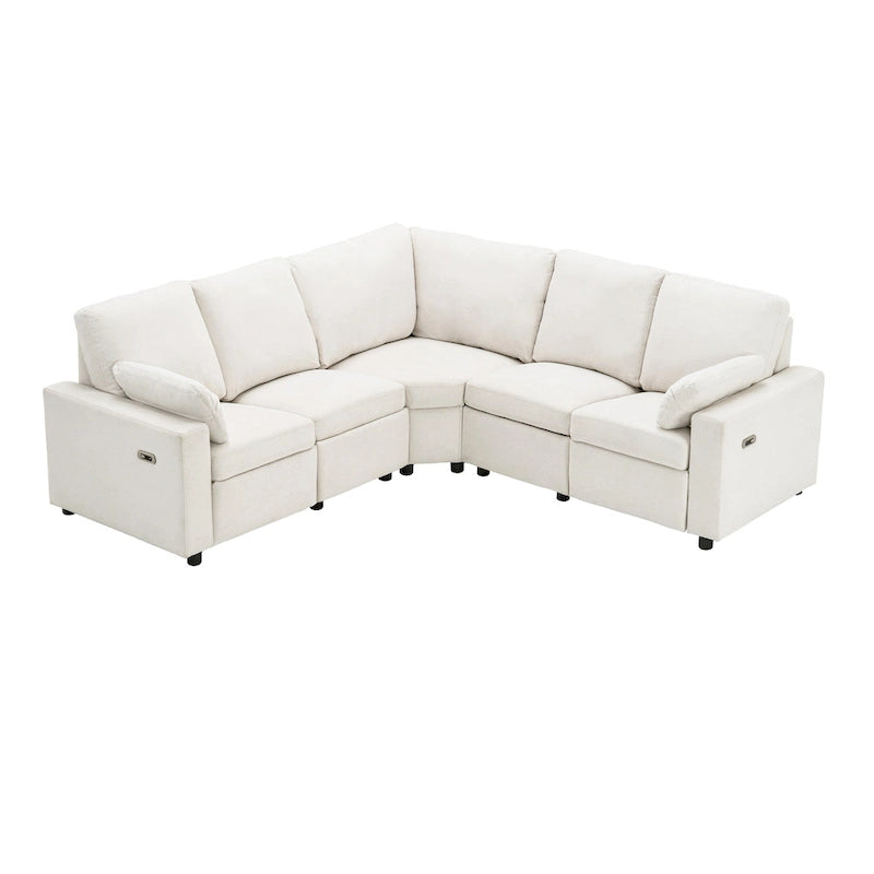 89 Power Recliner Sectional Sofa Home Theater Reclining Sofa with Two USB Ports, Two Storage Drawers for Living Room, Beige