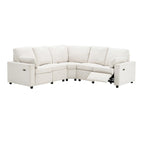 89 Power Recliner Sectional Sofa Home Theater Reclining Sofa with Two USB Ports, Two Storage Drawers for Living Room, Beige