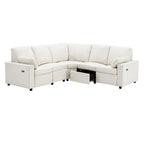 89 Power Recliner Sectional Sofa Home Theater Reclining Sofa with Two USB Ports, Two Storage Drawers for Living Room, Beige