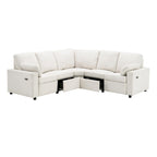 89 Power Recliner Sectional Sofa Home Theater Reclining Sofa with Two USB Ports, Two Storage Drawers for Living Room, Beige