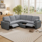 89 Power Recliner Sectional Sofa Home Theater Reclining Sofa with Two USB Ports, Two Storage Drawers for Living Room, Beige