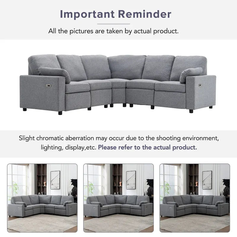 89 Power Recliner Sectional Sofa Home Theater Reclining Sofa with Two USB Ports, Two Storage Drawers for Living Room, Beige