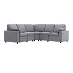89 Power Recliner Sectional Sofa Home Theater Reclining Sofa with Two USB Ports, Two Storage Drawers for Living Room, Beige