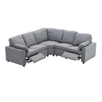 89 Power Recliner Sectional Sofa Home Theater Reclining Sofa with Two USB Ports, Two Storage Drawers for Living Room, Beige