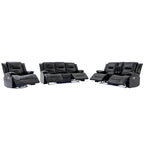 Home Theater Recliner Set Manual Recliner Chair with a LED Light Strip Two Built-in Cup Holders for Living Room,Bedroom, Black ,