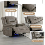 Home Theater Recliner Set Manual Recliner Chair with a LED Light Strip Two Built-in Cup Holders for Living Room,Bedroom, Black ,