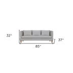 HomeRoots 85 Gray Leather Sofa With Brown Legs