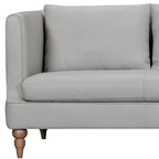 HomeRoots 85 Gray Leather Sofa With Brown Legs