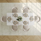 Modern Rectangular Dining table with Glossy Sintered Stone Table top, White Kitchen Table