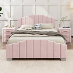 Modern King Size Bedroom Set, with Upholstered Platform Headboard and 2 3-Drawer Nightstands, No Box Spring Needed