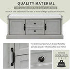 Modern Storage Bench with 2 Storage Drawers and 2 Cabinet Doors, Removable Cushion for Home Entryway and Lounge