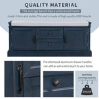 Modern Storage Bench with 2 Storage Drawers and 2 Cabinet Doors, Removable Cushion for Home Entryway and Lounge
