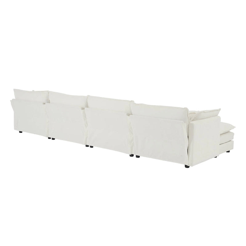5-Piece Modular Chenille Upholstered L-Shaped Sectional Sofa with Ottoman
