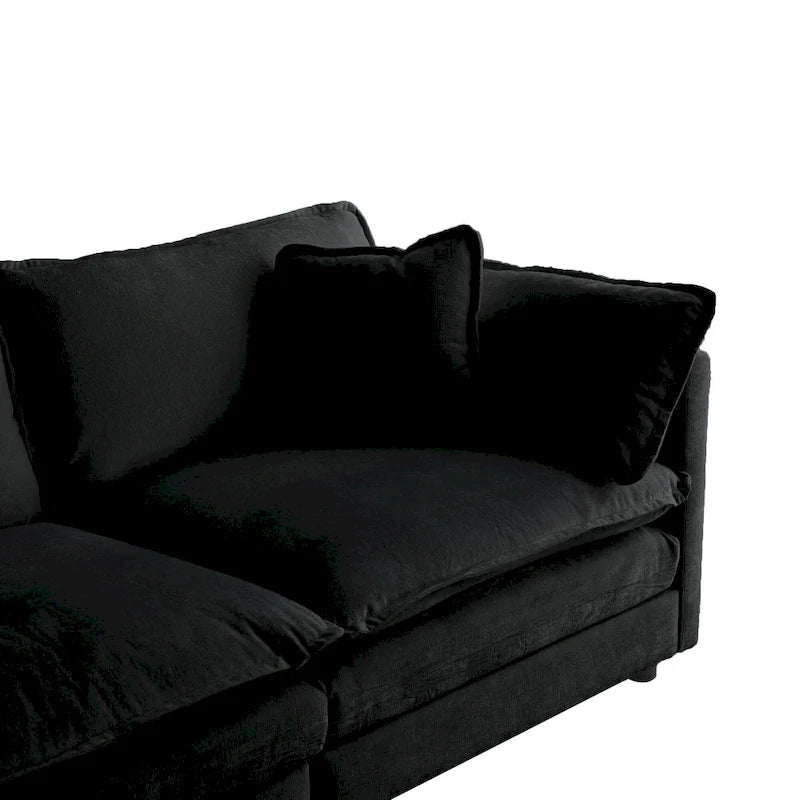 5-Piece Modular Chenille Upholstered L-Shaped Sectional Sofa with Ottoman
