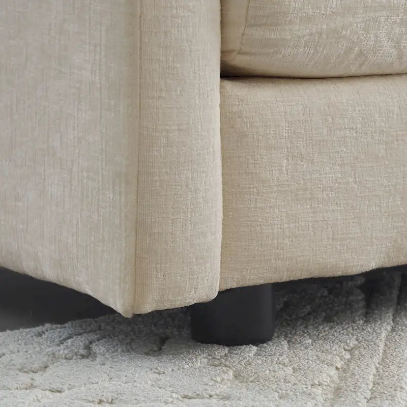 5-Piece Modular Chenille Upholstered L-Shaped Sectional Sofa with Ottoman