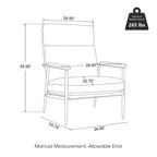 Glitzhome 33.75W Mid-Century Modern Leatherette Armchair With High Back and Padded Arms - 33.75 W x 39.5 H x 28 D