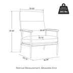 Glitzhome 33.75W Mid-Century Modern Leatherette Armchair With High Back and Padded Arms - 33.75 W x 39.5 H x 28 D