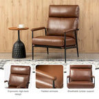 Glitzhome 33.75W Mid-Century Modern Leatherette Armchair With High Back and Padded Arms - 33.75 W x 39.5 H x 28 D