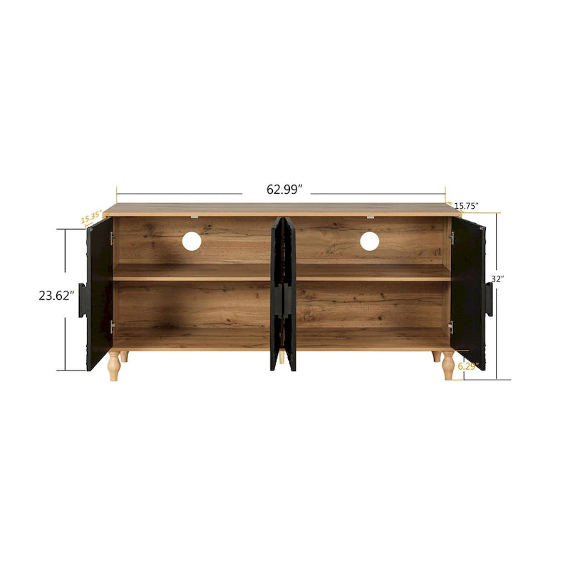 Lily Carved Flower Door Large Storage Sideboard Cabinet with Shelves by GDFStudio