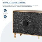 Lily Carved Flower Door Large Storage Sideboard Cabinet with Shelves by GDFStudio
