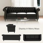 Naro Mid-Century 84 Modern 3 Seater Chesterfield Sofa Couches by Christopher Knight Home