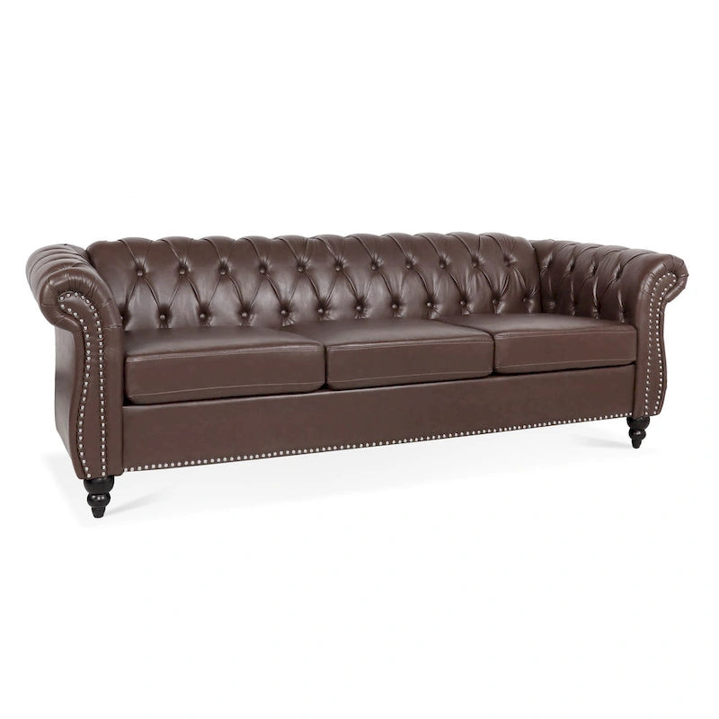 Naro Mid-Century 84 Modern 3 Seater Chesterfield Sofa Couches by Christopher Knight Home