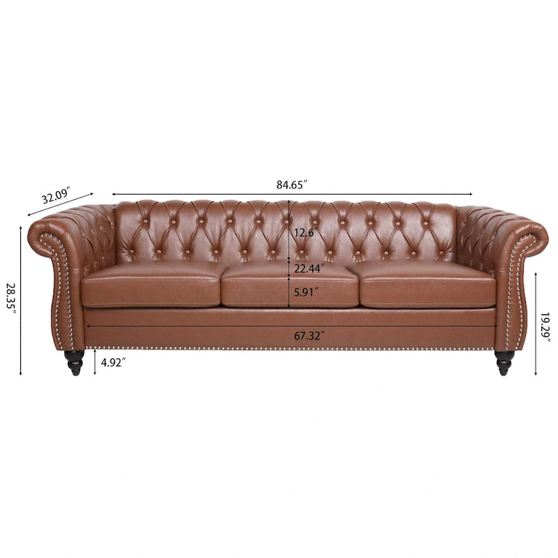 Naro Mid-Century 84 Modern 3 Seater Chesterfield Sofa Couches by Christopher Knight Home