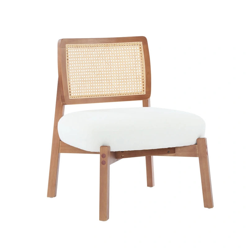 Christopher Knight Home -Alma (Set of 2) Modern Beige Lounge Chair with Woven Backrest, Sturdy Wooden Frame