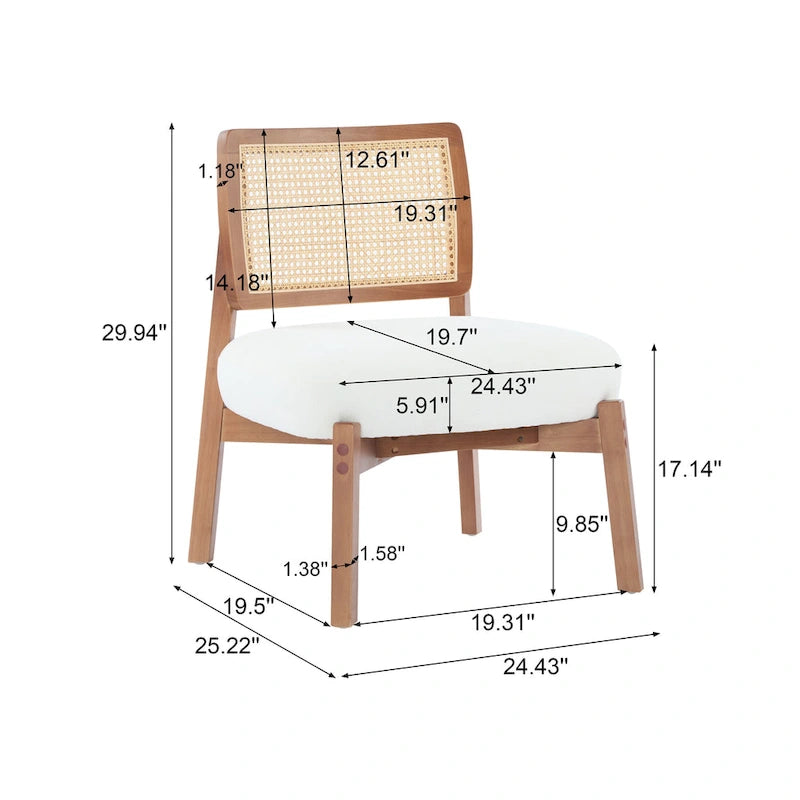 Christopher Knight Home -Alma (Set of 2) Modern Beige Lounge Chair with Woven Backrest, Sturdy Wooden Frame