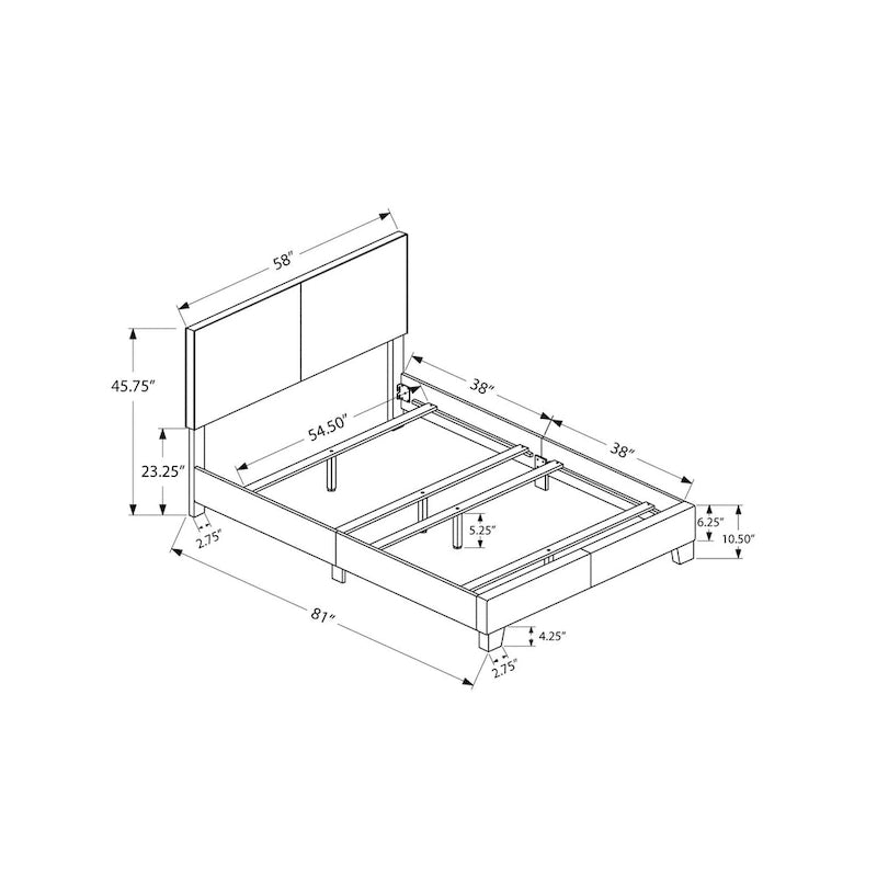 Brown Solid and Manufactured Wood Full Upholstered Faux Leather Bed Frame