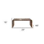 HomeRoots 26 Brown Solid Wood Stripes Coffee Table - 26' X '18' X '48