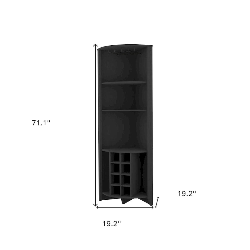 HomeRoots 71 Black Wood Corner Bar Cabinet