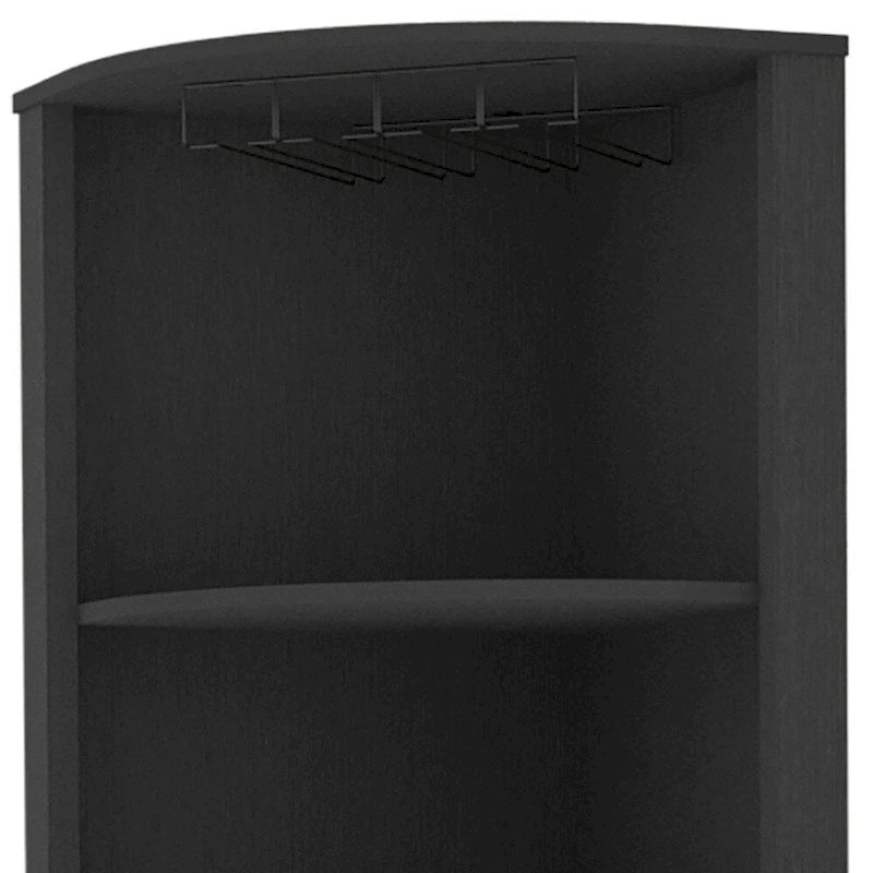 HomeRoots 71 Black Wood Corner Bar Cabinet