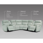 Genuine Leather Power Recliner Sectional Sofa with Ajustable Headrest, USB&USB-C Port