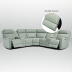 Genuine Leather Power Recliner Sectional Sofa with Ajustable Headrest, USB&USB-C Port