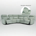 Genuine Leather Power Recliner Sectional Sofa with Ajustable Headrest, USB&USB-C Port