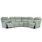 Genuine Leather Power Recliner Sectional Sofa with Ajustable Headrest, USB&USB-C Port