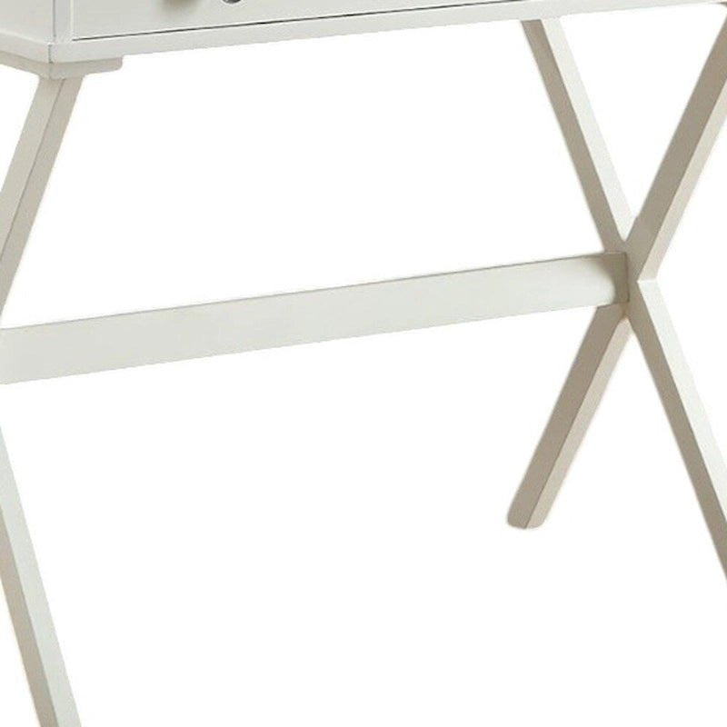 HomeRoots 34 Antiqued White Wood Flip Top Desk