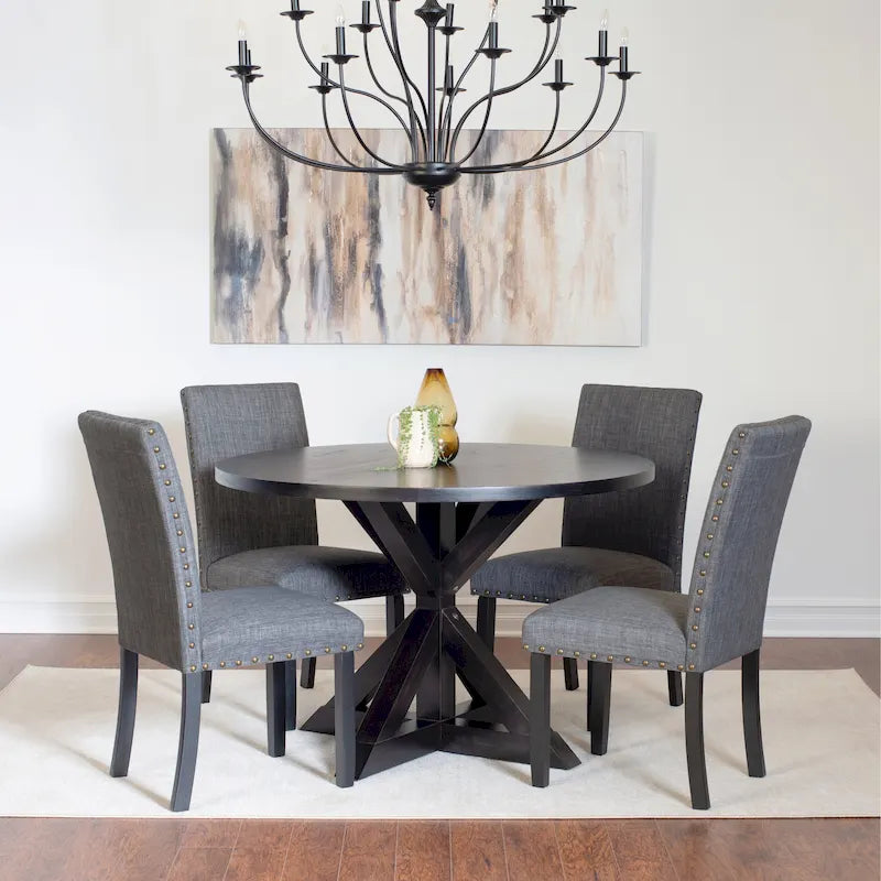 Home Dining Table and Chairs Set Vintage Dining Table and Chairs Set with Brass Nailhead Trim Chairs for Kitchen Dining Room