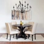 Home Dining Table and Chairs Set Vintage Dining Table and Chairs Set with Brass Nailhead Trim Chairs for Kitchen Dining Room