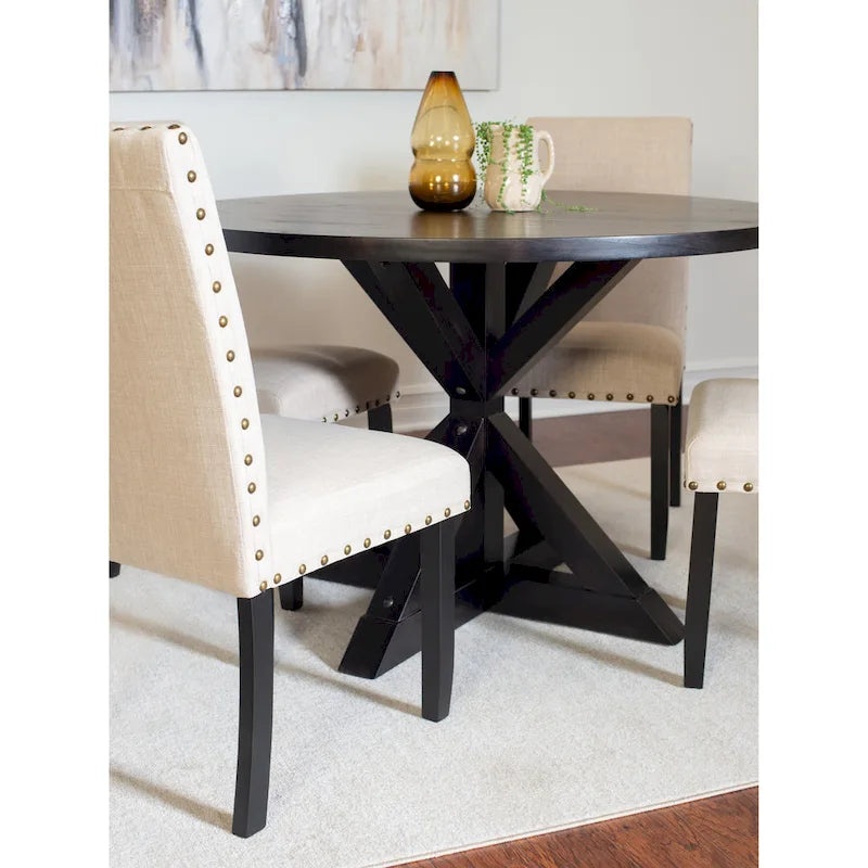 Home Dining Table and Chairs Set Vintage Dining Table and Chairs Set with Brass Nailhead Trim Chairs for Kitchen Dining Room