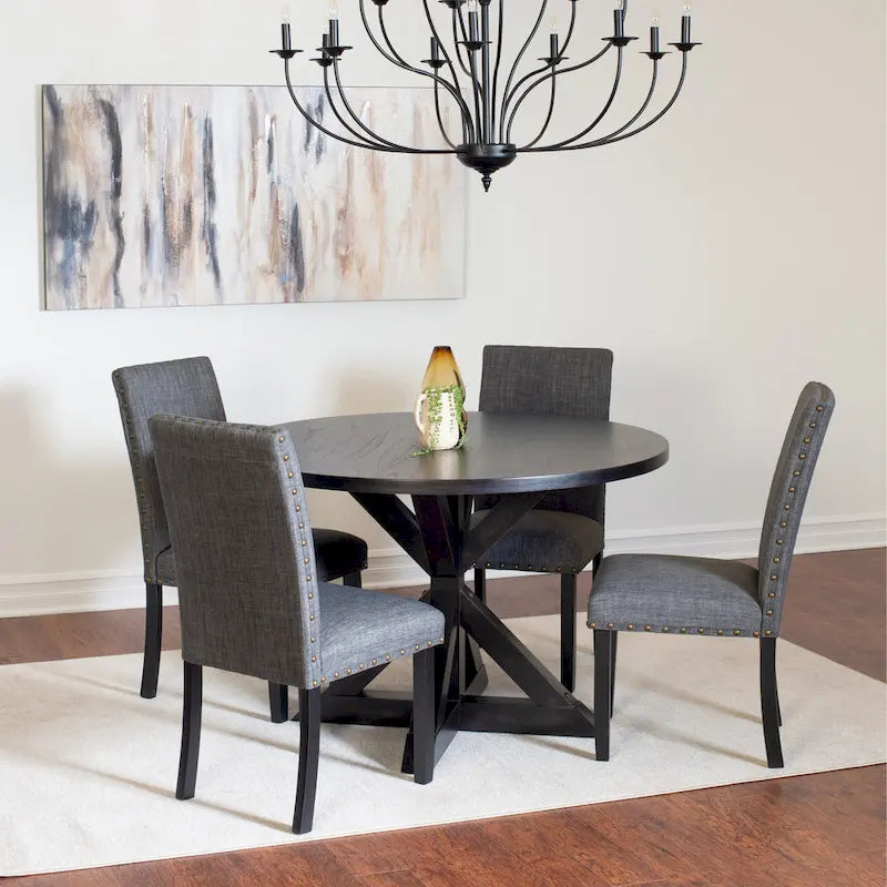 Home Dining Table and Chairs Set Vintage Dining Table and Chairs Set with Brass Nailhead Trim Chairs for Kitchen Dining Room