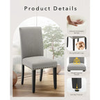 Modern Fabric Dining Chair Set of 4, Upholstered Kitchen Chair with Curved Backrest Wood Legs