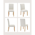Modern Fabric Dining Chair Set of 4, Upholstered Kitchen Chair with Curved Backrest Wood Legs
