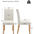 Modern Fabric Dining Chair Set of 4, Upholstered Kitchen Chair with Curved Backrest Wood Legs