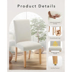 Modern Fabric Dining Chair Set of 4, Upholstered Kitchen Chair with Curved Backrest Wood Legs