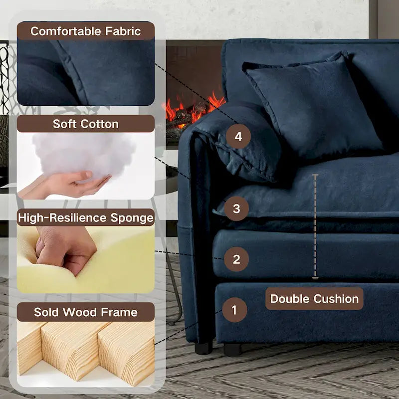 2-Piece 75.59 Chenille Cloud Loveseat Sofa Set with Deep Seat and 4 Pillows